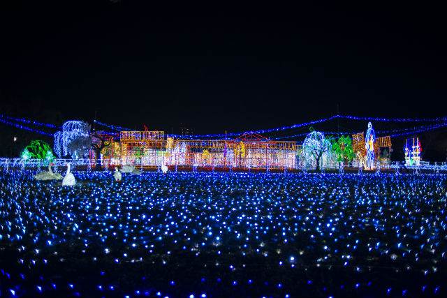 大阪城とのコントラストは絶景 冬限定の 大阪城イルミナージュ